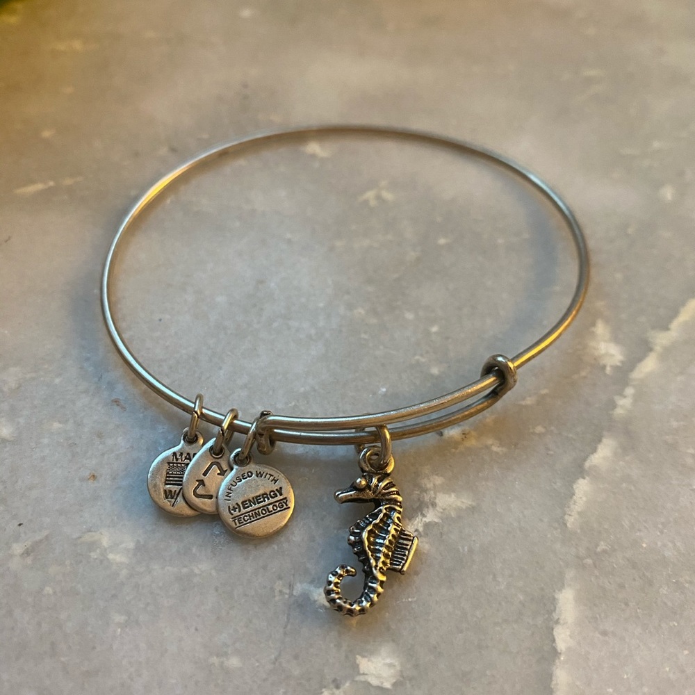 Alex and Ani Seahorse Silver Bangle